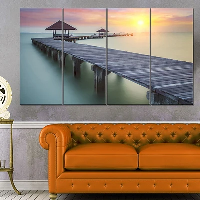 Tableau sur toile imprimée Design Art Photographie bord de mer Pont en bois de la mer et coucher de soleil