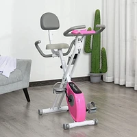 Soozier 42.9" Foldable Exercise Bike w/  7 Level Adjustable Seat Height, Pink