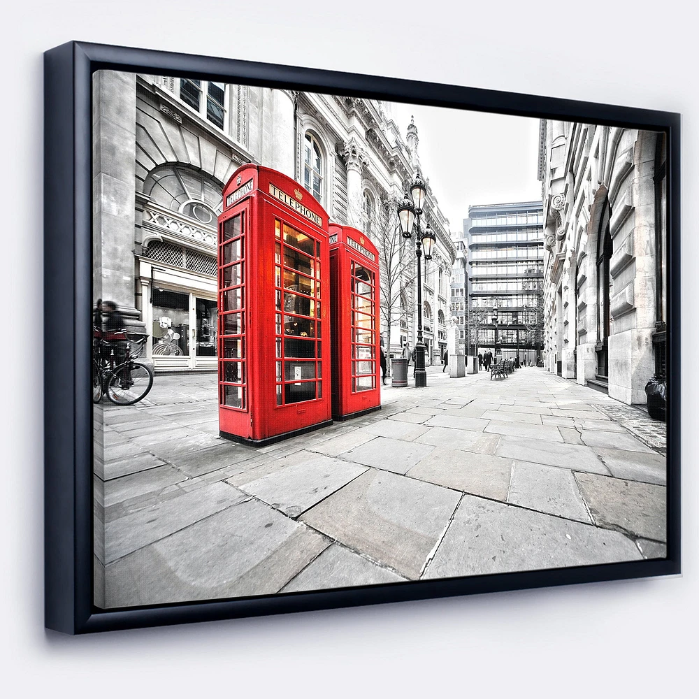 Design Art Phone Booths on Street Framed Canvas Art Print