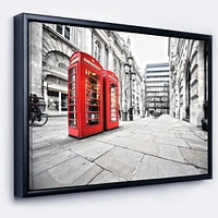 Design Art Phone Booths on Street Framed Canvas Art Print