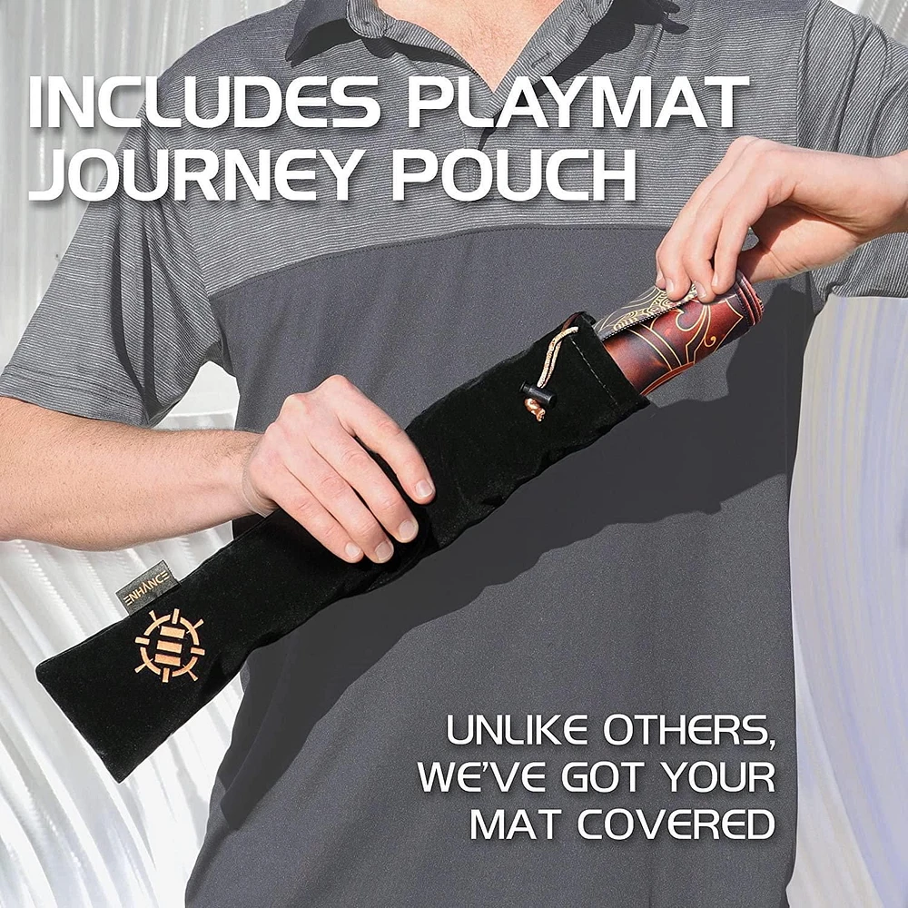 ENHANCE TCG Playmat - Tapis de jeu de cartes de table avec bords cousus, surface lisse et pochette de voyage avec cordon de serrage - Compatible avec MTG, YuGiOh, Pokémon, Lord of the Rings, et autres