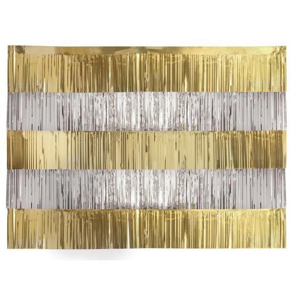 Modern Christmas Gold & Silver Foil Fringe Garland Photo Backdrop Kit 4 ft, 5 ct