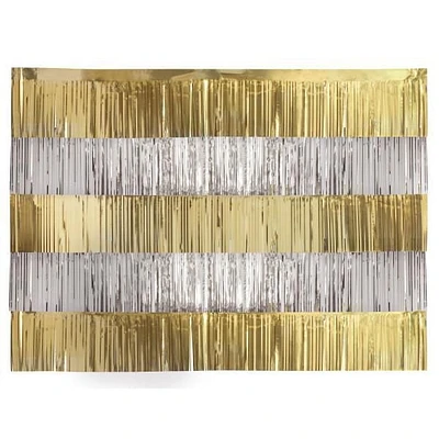 Kit de fond de photo de guirlande de franges de feuille d'or et d'argent de Noël moderne 4 pi, 5 ct