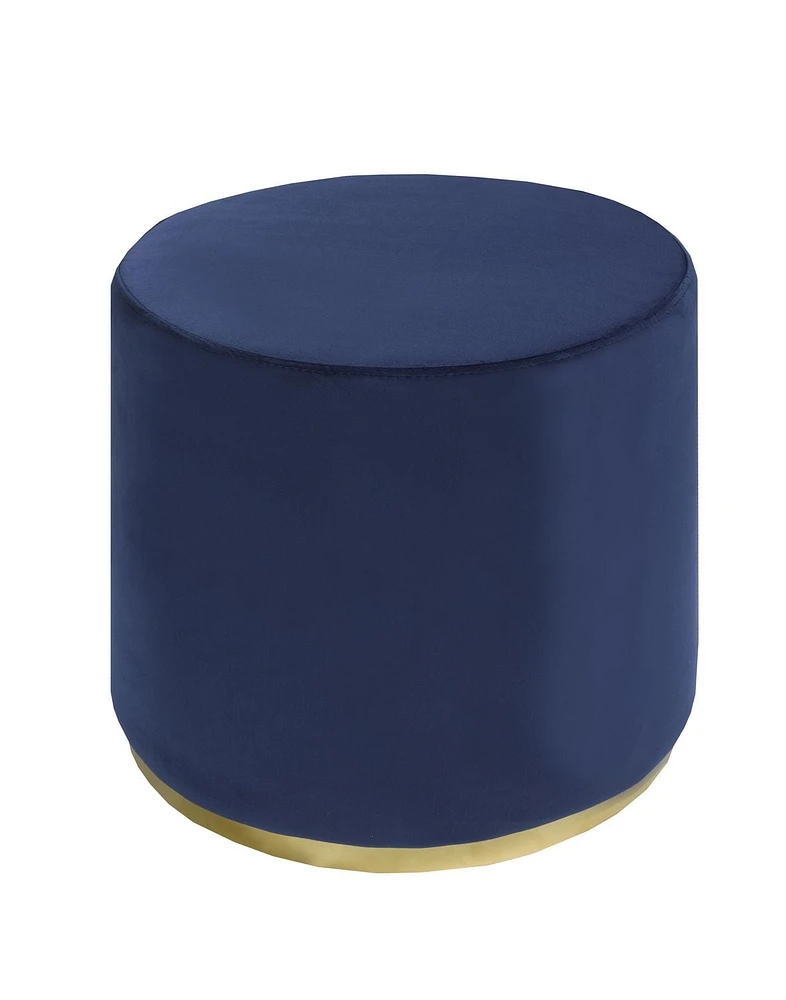 OTTOMAN ROND K-LIVING AVEC BASE EN ACIER INOXYDABLE OR EN DAIM MARINE