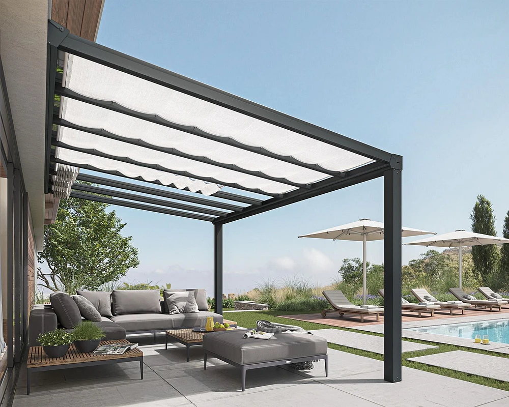 CANOPIA by PALRAM Stockholm Stores de toit de 11 pi x 19 pi - Blanc