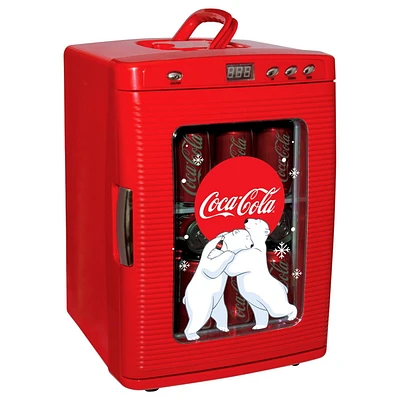 Coca-Cola Mini réfrigérateur 25 L, refroidisseur portable 28 canettes, fenêtre d'affichage pour voyage, maison, bureau - Rouge