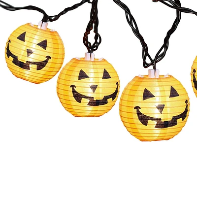 Way to Celebrate Halloween 10-Count Indoor Outdoor Orange Fabric Pumpkin Lantern Lights, with AC Adaptor