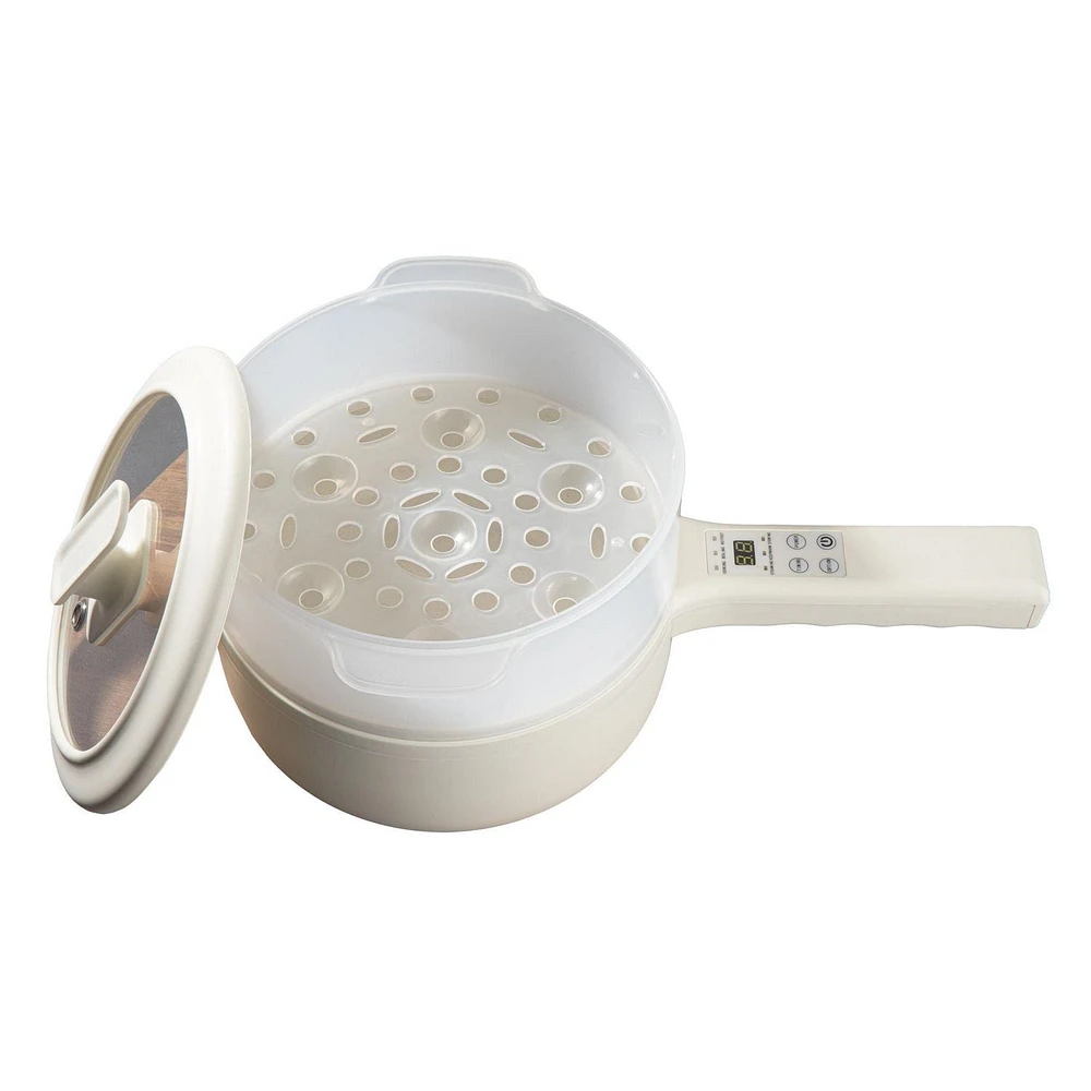 Ceramax Electric Hot Pot Nonstick Ceramic Skillet Pan Mini Cooker with Lid Steamer