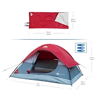 Ozark Trail Combo Camping 3 pièces, 2 sacs de couchage, capacité maximale : 3 personnes, type de produit : tentes dôme dimensions : 7 pi H x 6 pi W x 42 po H