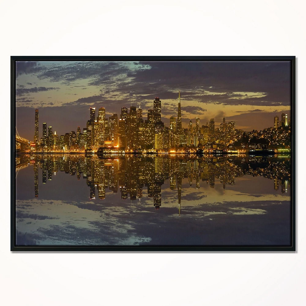Design Art San Francisco Au Coucher Du Soleil Panorama Sur Toile Encadrée