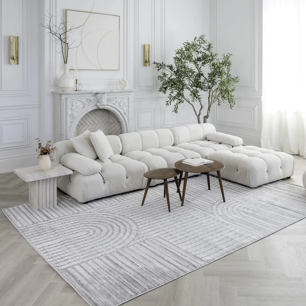 Rug Branch Astra Tapis d'intérieur moderne, gris, géométrique - Salon, Chambre