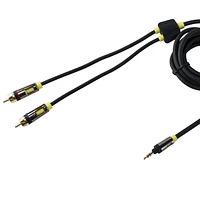 onn. 6 FT./1.8 m 3.5 mm to 2-Male RCA Audio Cable with Gold Contacts, Reliable Connection