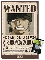 One Piece - Roronoa Zoro Wanted Poster Wall Poster with Push Pins, 14.725" x 22.375"