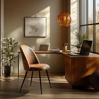 Lot de 2 chaises de bureau modernes Homy Casa - Chaises rembourrées à dossier haut avec pieds en métal grain de bois pour bureau à domicile, salles de réunion ou salles d'attente
