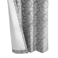 Penelope, panneau de rideau à œillets jacquard à motif feuilles, 100% occultant 52" x 84", argent