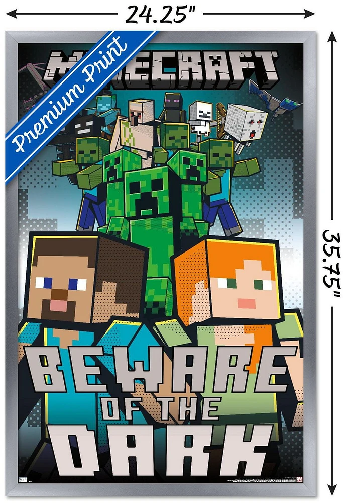 Minecraft - Beware Of The Dark Wall Poster with Magnetic Frame
