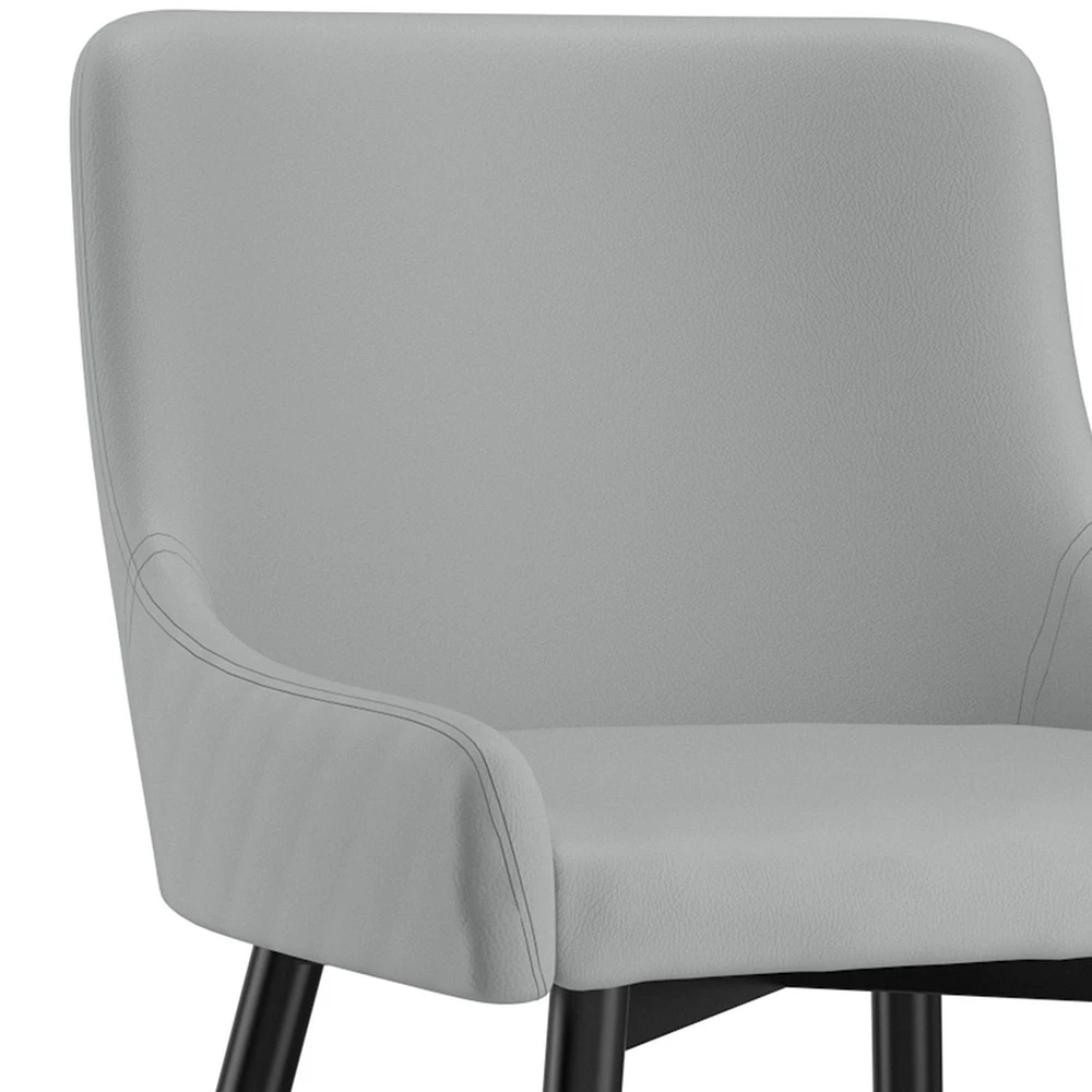 Ensemble de 2 chaises d’appoint modernes en similicuir et en métal, gris pâle