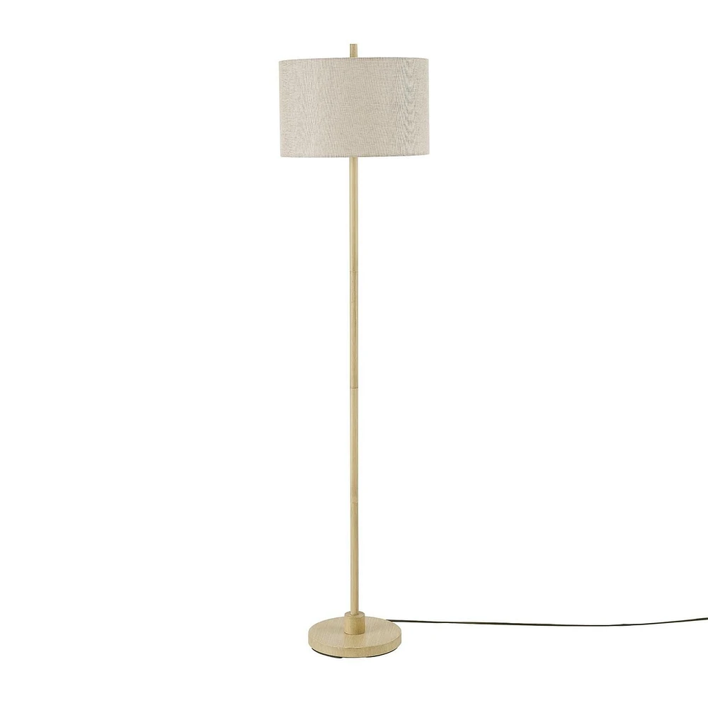 Lampe sur pied Cove de 62 po en similibois avec abat-jour en jute