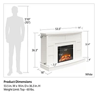 Manteau de cheminée avec foyer Barrow Creek d’Ameriwood Home, blanc