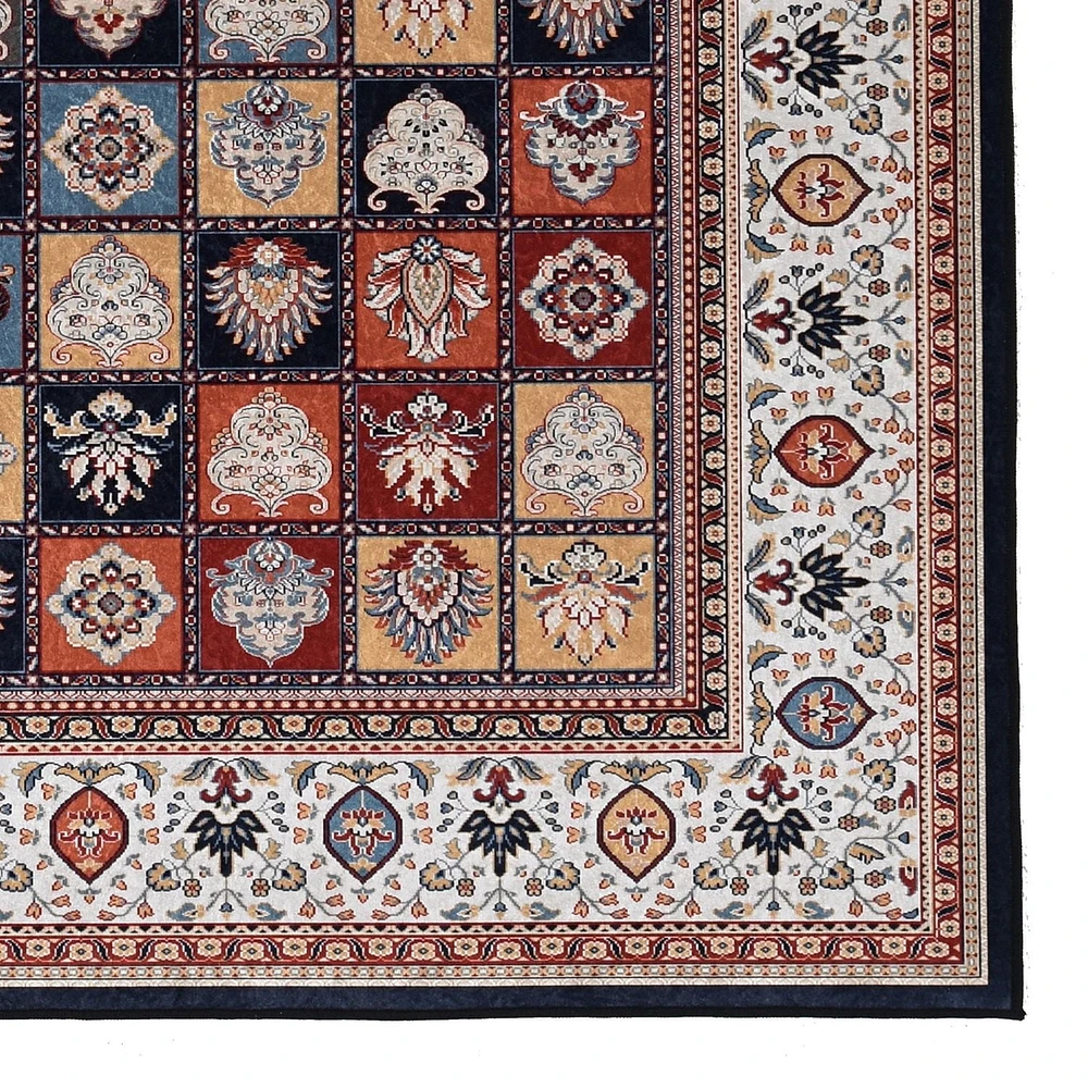 Tapis Emerald Barton noir & crème de 6 pi 7 po x 9 pi 7 po