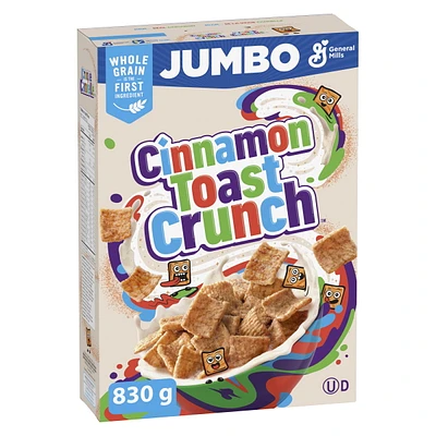 Cinnamon Toast Crunch Breakfast Cereal, Jumbo Size, Whole Grains, 830 g, 830 g