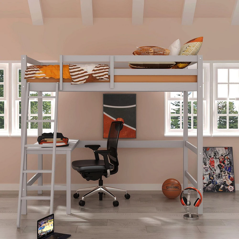 Campbell Wood Twin Loft Bunk Bed with Study Desk, by Hillsdale Living Essentials