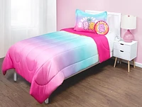 Justice Oursons en Bonbons Ensemble de Douillette Réversible 3 Pièces pour Lit 1 ou 2 Places avec Oreiller Décoratif