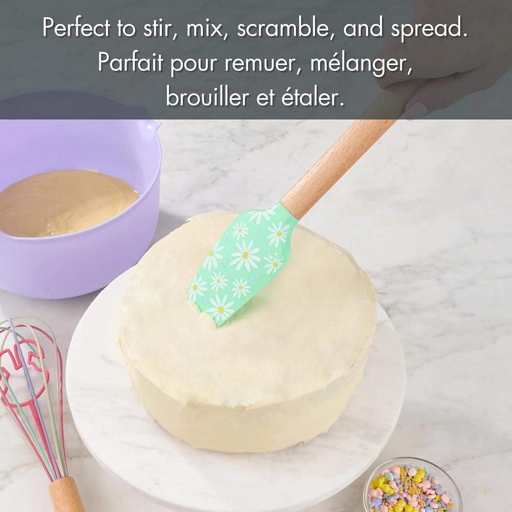 Spatule Way to Celebrate en Silicone de 12”, Marguerites, Verte