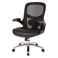Pro-Line II Big And Tall Black Mesh Back Executive Chair with Bonded Leather Seat And Chrome Base