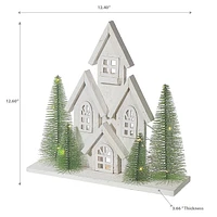 Maison En Bois Led Blanc 12.40"