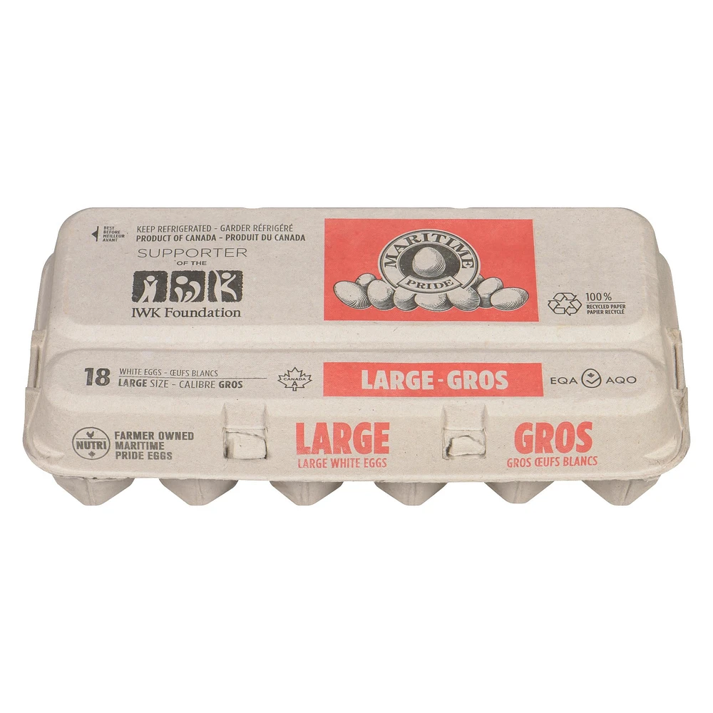 Maritime Pride Large White Eggs, 18 Count