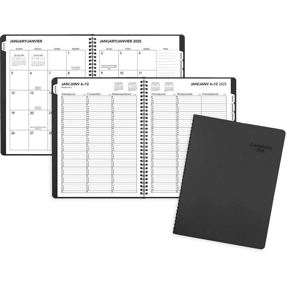 Agenda hebdomadaire/mensuel Cambridge Grand 2025 Planificateur