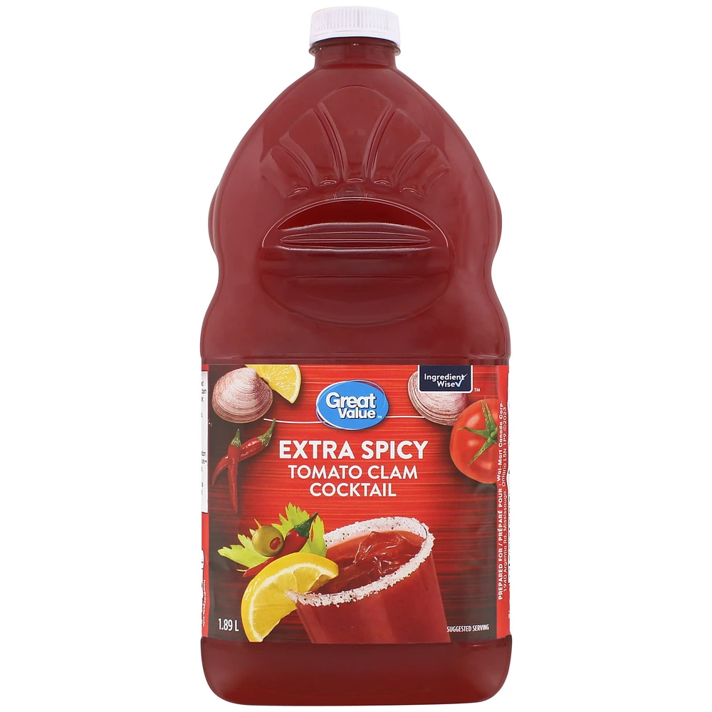 Great Value Extra Spicy Tomato Clam Cocktail, 1.89 L