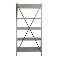 Bibliothèque à échelle en bois massif de 172,72 cm (68 po) - Gris