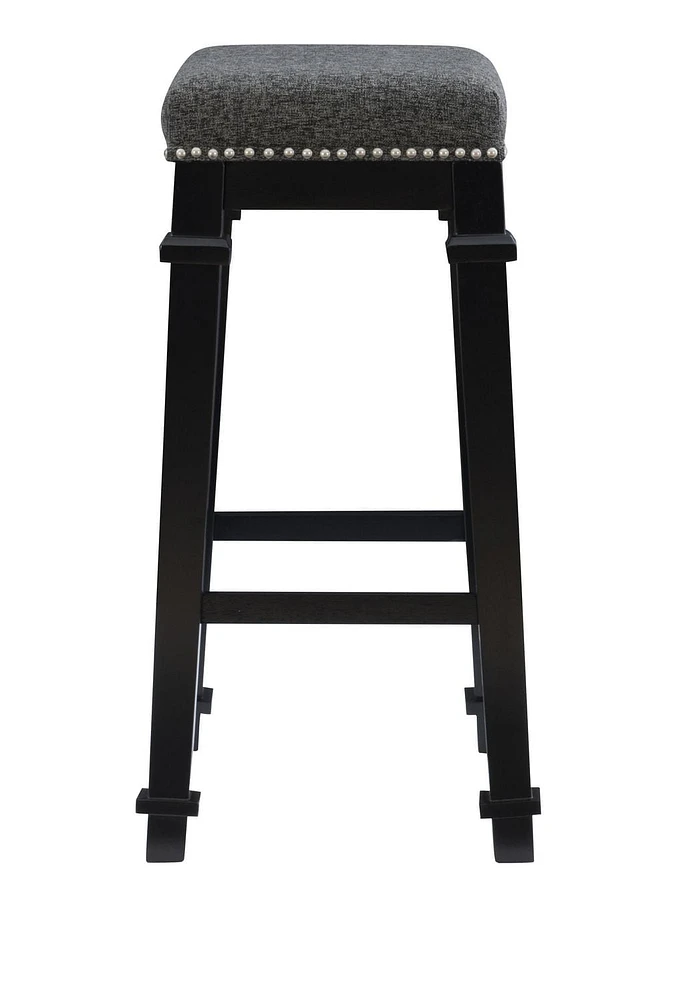 Brady Backless Black and White Tweed Bar Stool