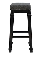 Brady Backless Black and White Tweed Bar Stool