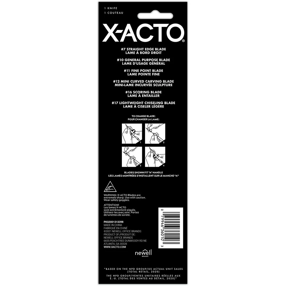 X-ACTO #1 Knife with Safety Cap, Precision Knife for delicate cutting, stripping and trimming, 1 Count