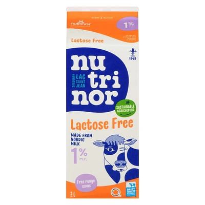 2L Lait sans lactose 1% Nutrinor Fait de lait Nordique