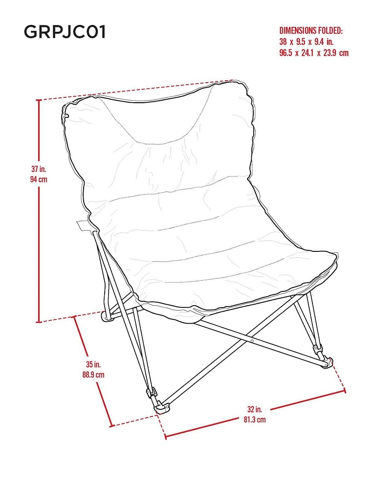 Chaise de camping Jumbo rembourrée-Acier