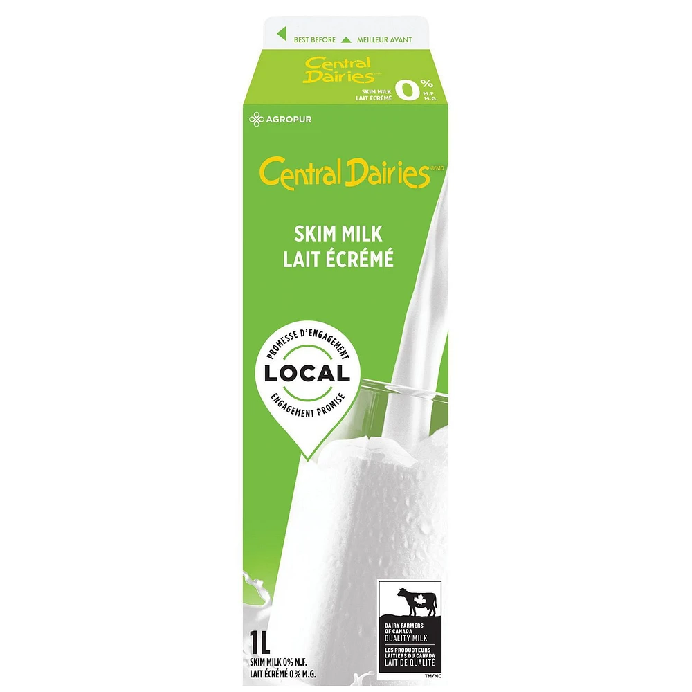 Central Dairies Skim 0% Milk, 1 L