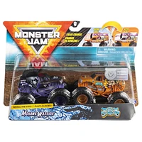 Monster Jam, Monster trucks Mohawk Warrior vs Jester officiels qui changent de couleur en métal moulé, échelle 1:64