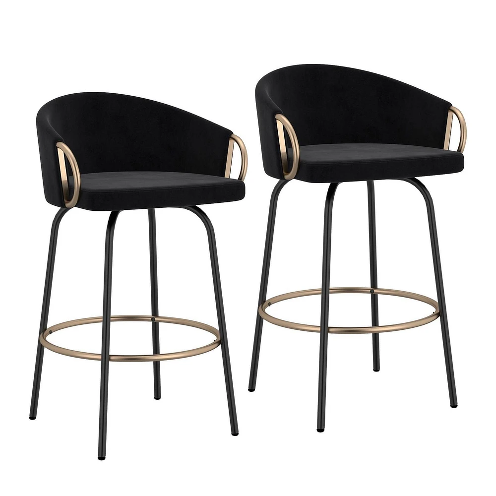 Ensemble de deux tabourets de comptoir contemporains, noirs