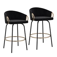 Ensemble de deux tabourets de comptoir contemporains, noirs
