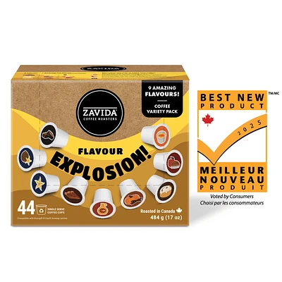 Zavida Flavour Explosion Variety Pack Light, Medium & Dark Roast Coffee (44 Pods)