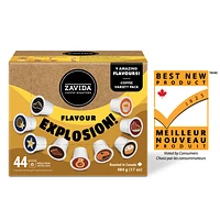 Zavida Pack Explosion de Saveurs Variété Café Torréfaction Légère, Moyenne et Foncée (44 Dosettes)