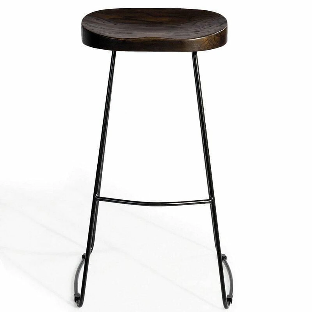 Counter Banjul Stool – Durable Design with Wood Seat and Black Matte Legs
