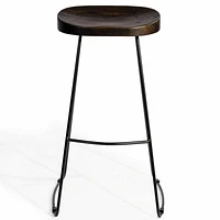 Counter Banjul Stool – Durable Design with Wood Seat and Black Matte Legs