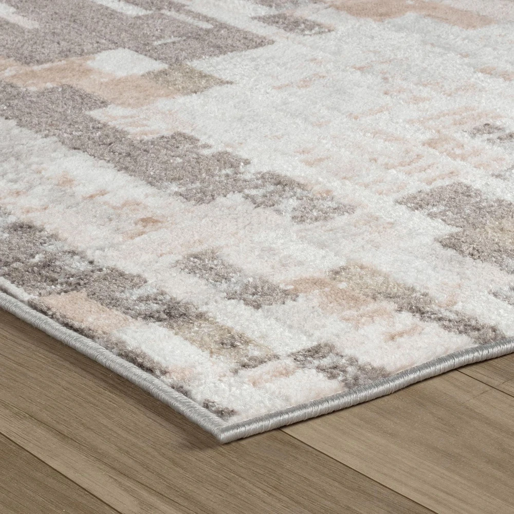 Rug Branch Cadence Abstract Indoor Area Rug, Cream Brown, Modern - Living Room, Bedroom, Dining Room, and Kitchen<br>
