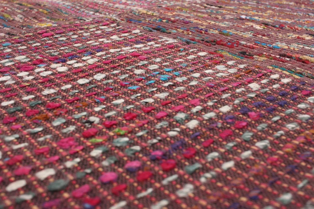 ECARPETGALLERY 5'2" x 7'2" Contemporary Collage Handmade Area Rug for Living Room, Dining Room and Bedroom in Red