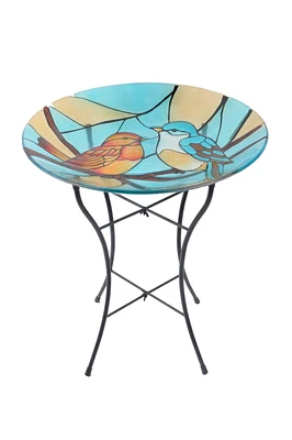 Baignoire d'oiseau rouge-gorge hometrends avec support en verre